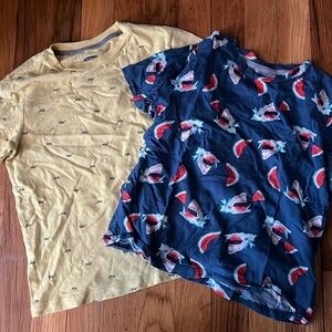 Boys Old navy shark and sunglasses cozy t shirts 6/7 for us for 5T gently used.